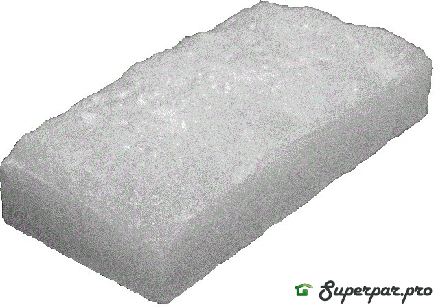 картинка Соляной кирпич, с натуральной стороной из Гималайской соли белый. Pramodan (200x100x50) 